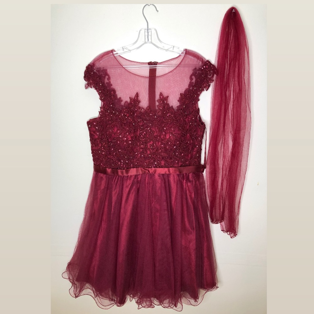 Burgundy red Dress.